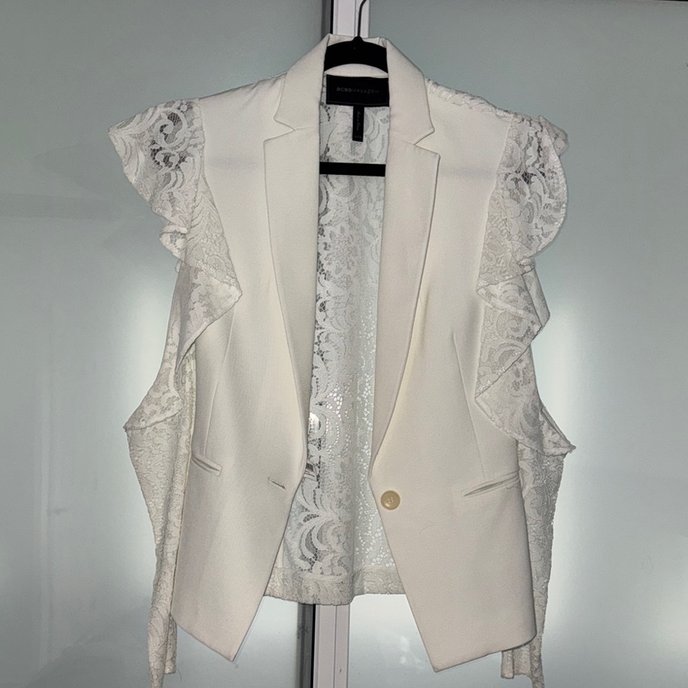 Women's White Lace Blazer